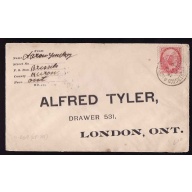 Canada-cover #4383-2c Leaf-Huron-RPO-Palmerston & Kincardine [O 269]-De 4 1899 -