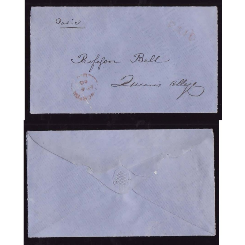 Canada-cover #14380-Stampless-Kingston,CW-Mr 4 1866-faint PAID [red]-M/S