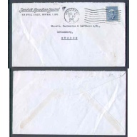 Canada-#9678 - 5c KGVI war to Sweden-Montreal,PQ-Dec 2 1947-5c