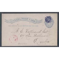 Canada-cover #9782-1c QV p/c-fancy cancel-Batiscan,Que single broken circle-21 Sp 1887