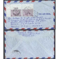 Canada-cover #5721-5c(2) pair with plate #-to Mexico-St. John,NB-B/S partial Mexico