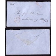 Canada-cover #14372-Stampless-Kingston,UC Sp 4 1866-H/S PAID-M/S Paid-