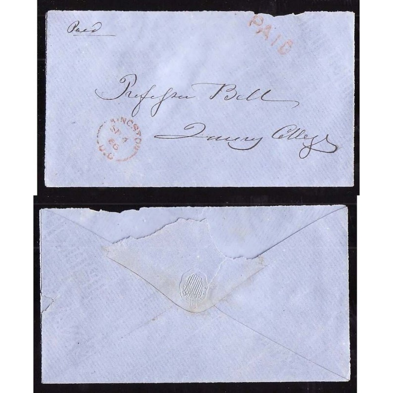 Canada-cover #14372-Stampless-Kingston,UC Sp 4 1866-H/S PAID-M/S Paid-