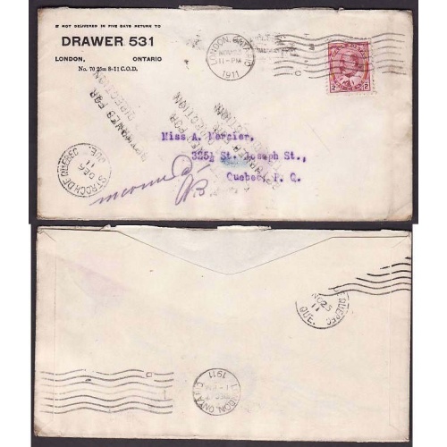 Canada-cover #10144-2c Edward-re-directed-Middlesex Cnty-London,Ont- Nov 23 191