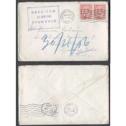 Canada-cover #5598-2c(2) to Australia-London,Ont-Mar 23 1906-4c double Empire rate