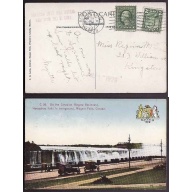 Canada-#9436- 2c KGV scroll improperly used on postcard mailed in US [ Geneva