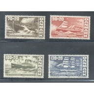 Denmark Sc B49-B52 1976 US Bicentennial, Ships, stamp set mint NH