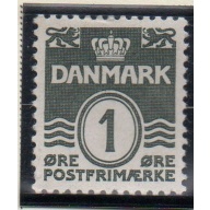 Denmark Sc 220 1930 ` 1 ore gray black wavy lines stamp mint