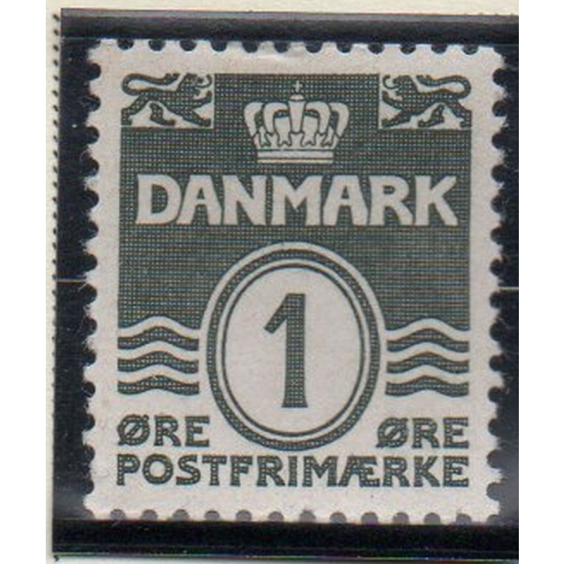 Denmark Sc 220 1930 ` 1 ore gray black wavy lines stamp mint