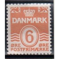 Denmark Sc 224C 1940 6 ore orange wavy lines stamp mint