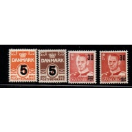 Denmark Sc 355-358 1955-56 Overprinted with new values stamp set mint NH