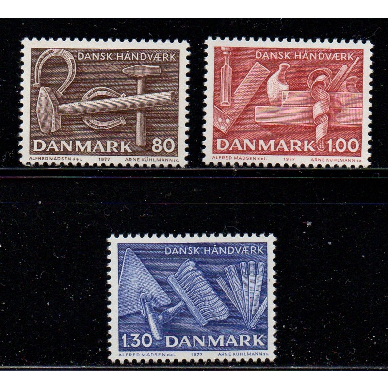 Denmark Sc 606-608 1977 Danish Crafts stamp set  mint NH