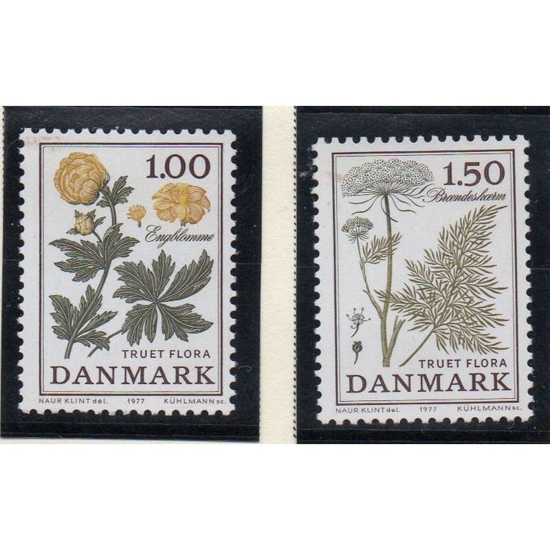 Denmark Sc 609-610 1977 Endangered Plants stamp set  mint NH