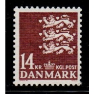 Denmark Sc 650 1982 14 kr 3 lions dark red brown stamp mint NH