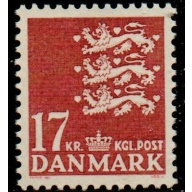 Denmark  Sc 719 1984 17kr copper red 3 lions stamp mint NH