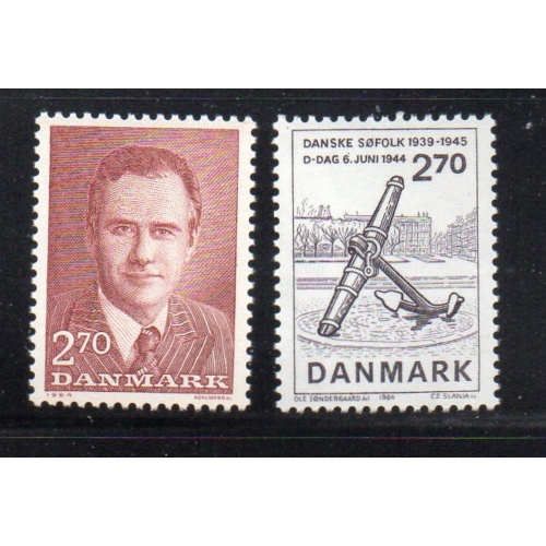 Denmark Sc 757-58 1984 Prince & D Day stamp set mint NH