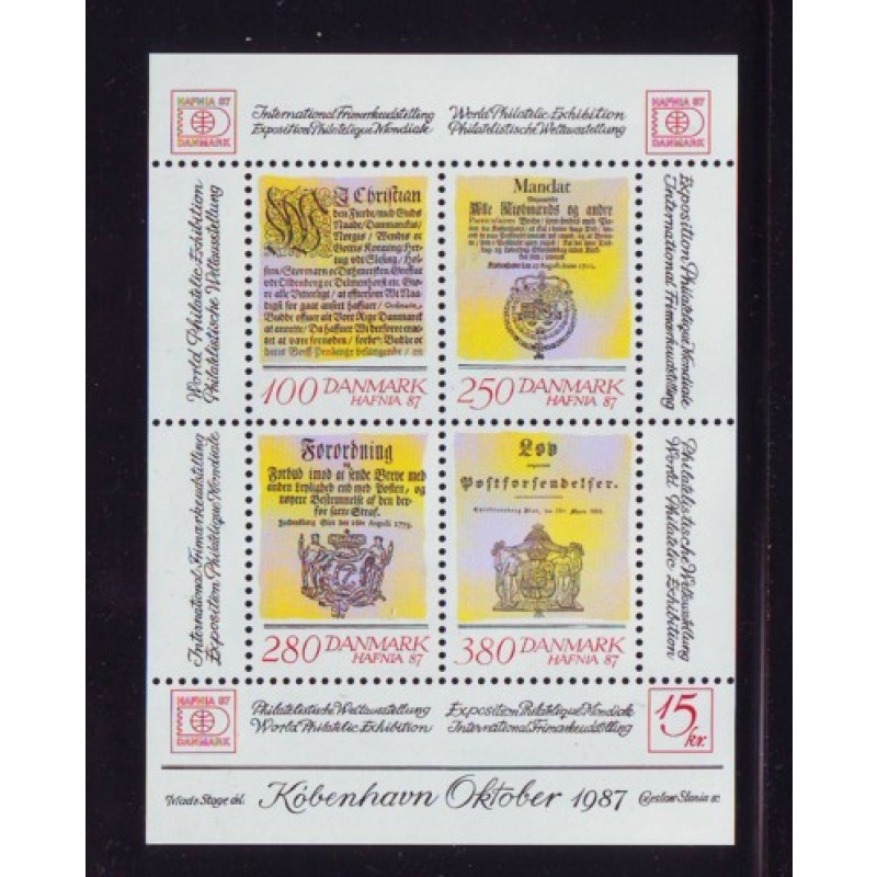 Denmark Sc 772 1985 Hafnia  87 stamp sheet mint NH