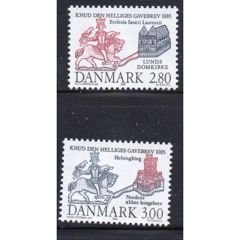 Denmark Sc 777-778 1985 King Knud stamp set mint NH