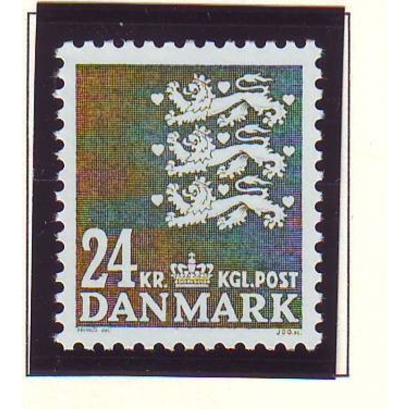 Denmark Sc 814 1988 24 kr dark olive green State Seal stamp mint NH