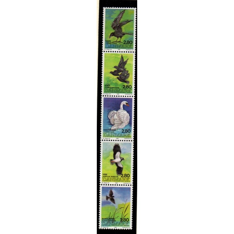Denmark Sc 823 1986 National Bird stamp strip mint NH