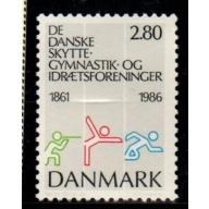 Denmark Sc 824 1986 Rifle, Gymnastic & Sports stamp mint NH