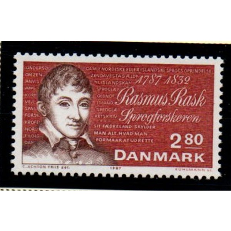 Denmark Sc 845 1987  Rasmus Rusk stamp mint NH