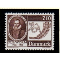 Denmark Sc 849 1988 Ole Worm stamp mint NH