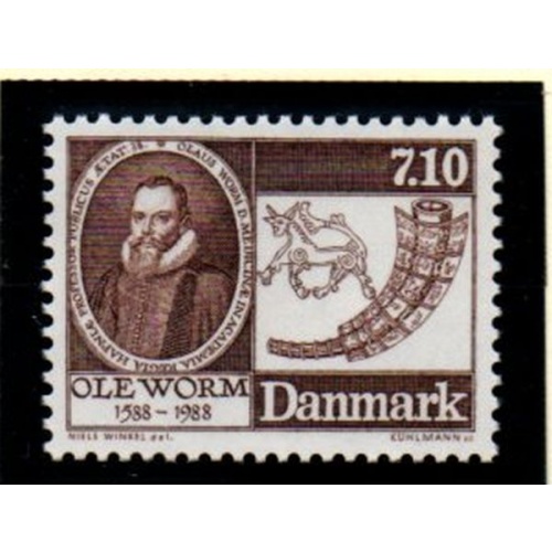 Denmark Sc 849 1988 Ole Worm stamp mint NH