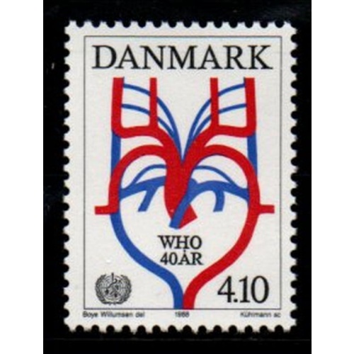 Denmark Sc 852 1988 40th Anniversary WHO  stamp mint NH