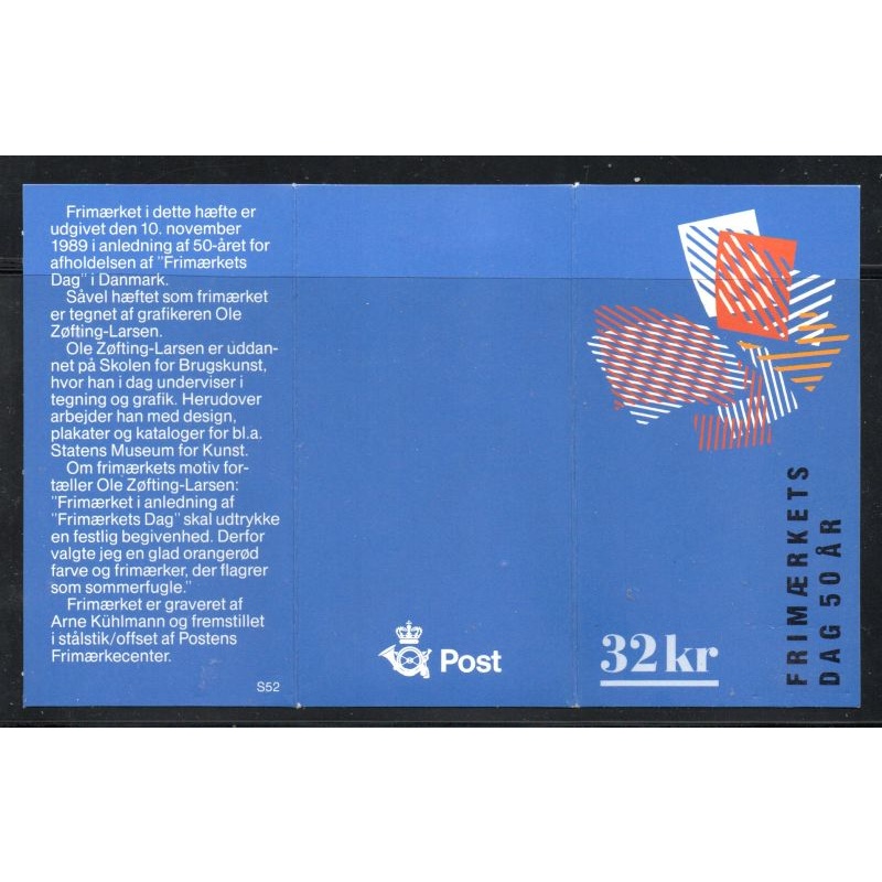 Denmark Sc 880 1989 Stamp Day stamp booklet  mint NH