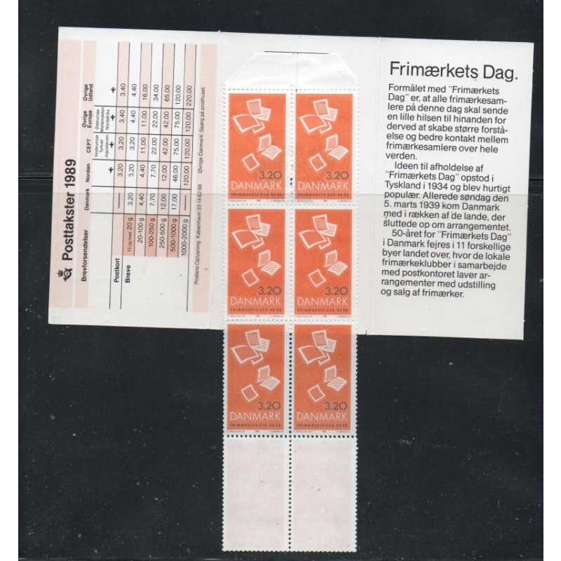 Denmark Sc 880 1989 Stamp Day stamp booklet  mint NH