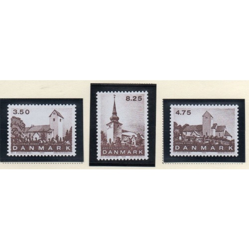 Denmark Sc 924-926 1990 Jutland Churches stamp set mint NH