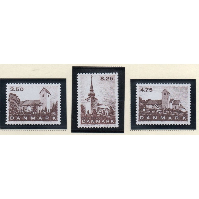 Denmark Sc 924-926 1990 Jutland Churches stamp set mint NH