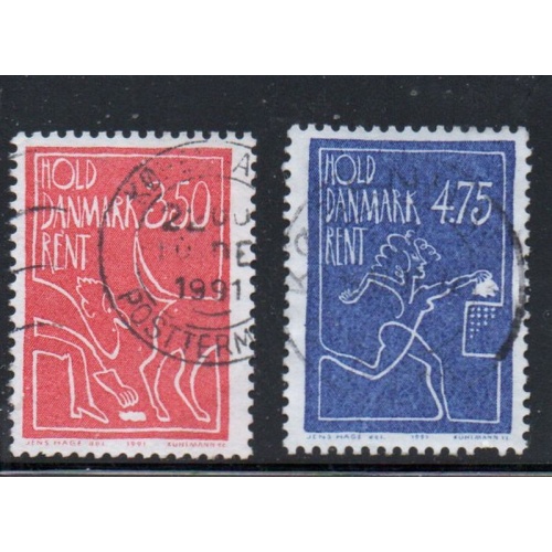 Denmark Sc 945-946 1991 Keep Denmark Clean sstamp set used