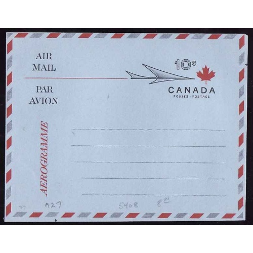 Canada-cover  #5408 - 10c Airletter - unused - A27