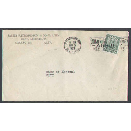 Canada-cover #5708-2c drop-coil[#161]-Edmonton-Aug 5 1929-CC James Richard