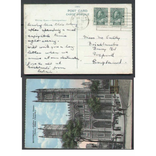 Canada-cover #4980-1c(2)-Montreal,PQ-Aug 10 1919-2c Empire p/c rate