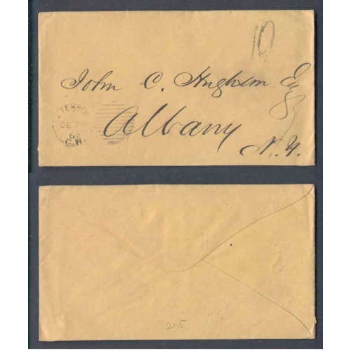 Canada-cover #9764- Stampless to USA-Peterborough Cnty-Peterboro,CW-rate "10" s