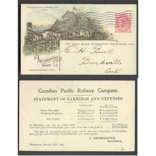 Canada-cover #5111-1c-Hot Springs Hotel,Banff-(CPR 35A)-Montreal-Jan 30 1903 -