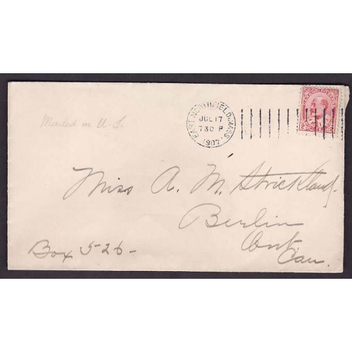 Canada-cover #10130-2c Edward-mailed in the USA to a Canadian address,no postage