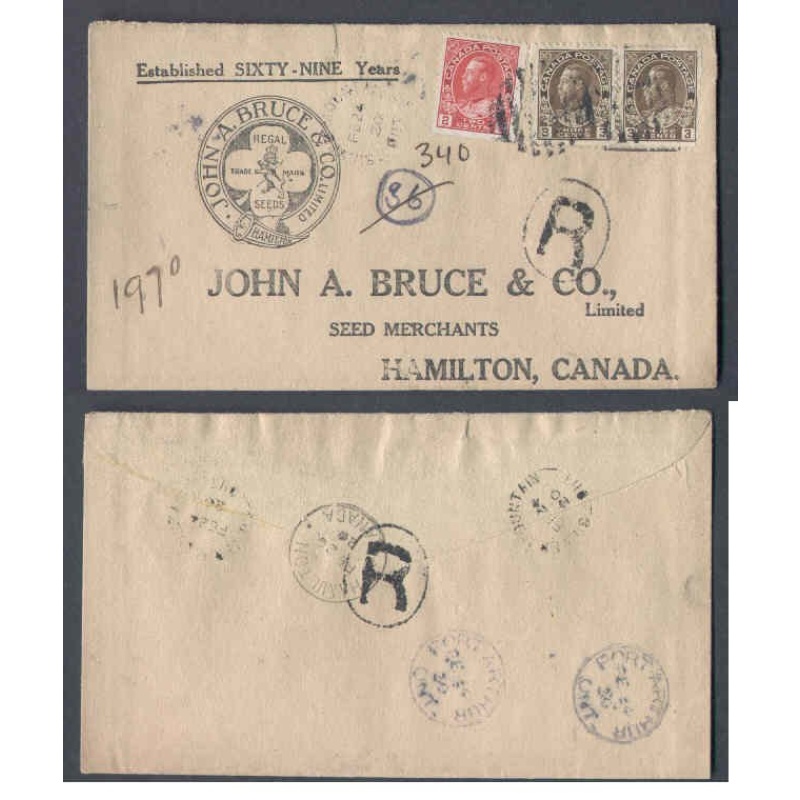 Canada-cover #9800-2c+3c(2) Admiral reg'd-Thunderbay District-Silver Mountain , Ont -Fe 24 1