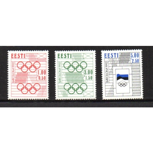 Estonia Sc B60-B62 1992 Olympics stamp set mint NH