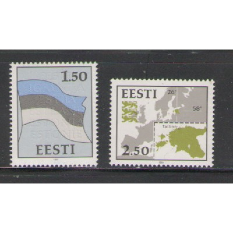 Estonia Sc 209-10 1991 Flag & Map stamp set mint NH