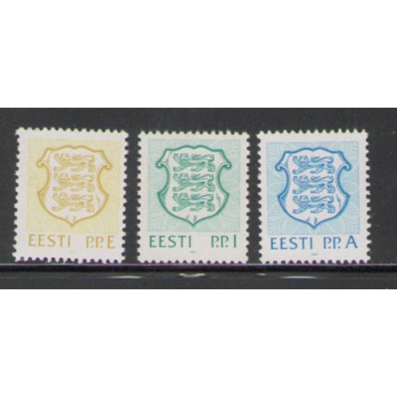 Estonia Sc 211-13 1992 E, I & A National Arms stamp set mint NH