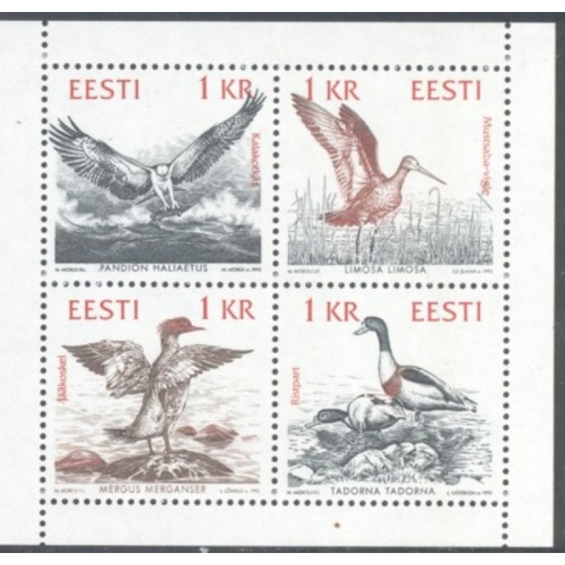 Estonia Sc 234a 1992 Birds of the Baltic stamp booklet pane mint NH