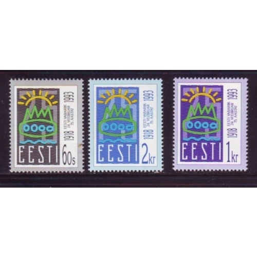 Estonia Sc 238-40 1993 75th Anniversary 1st Republic stamp set mint NH