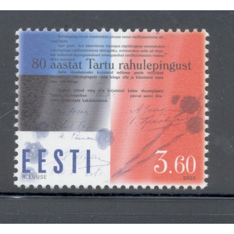Estonia Sc  387 2000 Tartu Peace Treaty stamp mint