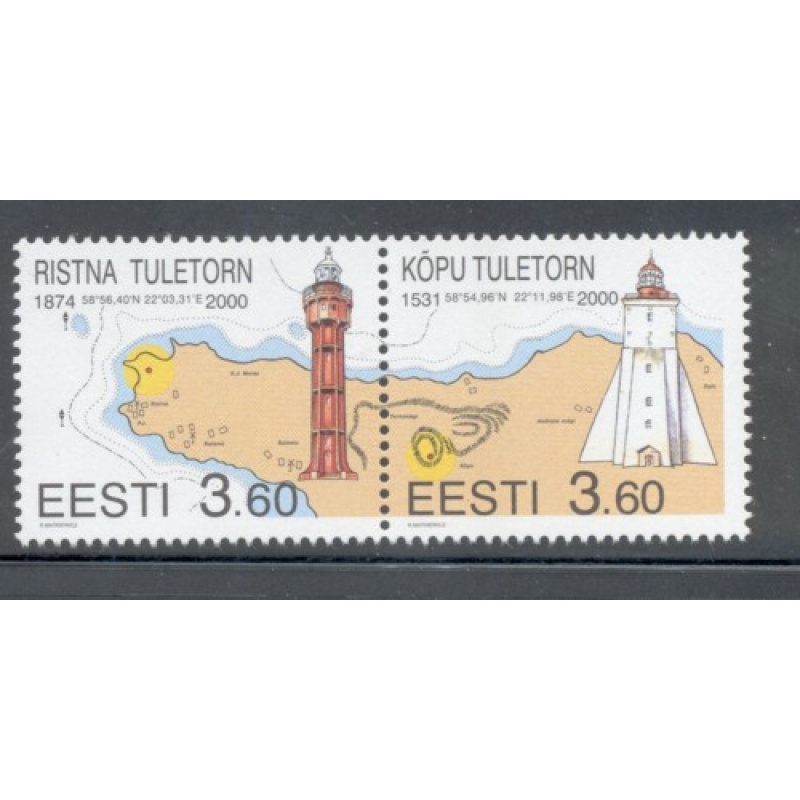 Estonia Sc  388-89 2000 Lighthouses stamp set mint