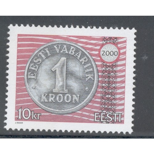 Estonia Sc  391 2000 10 kr coin stamp mint NH