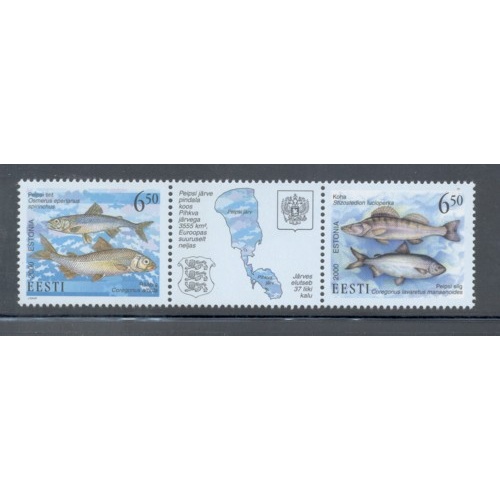 Estonia Sc 403 2000 Lake Peipus Fish stamp set mint NH